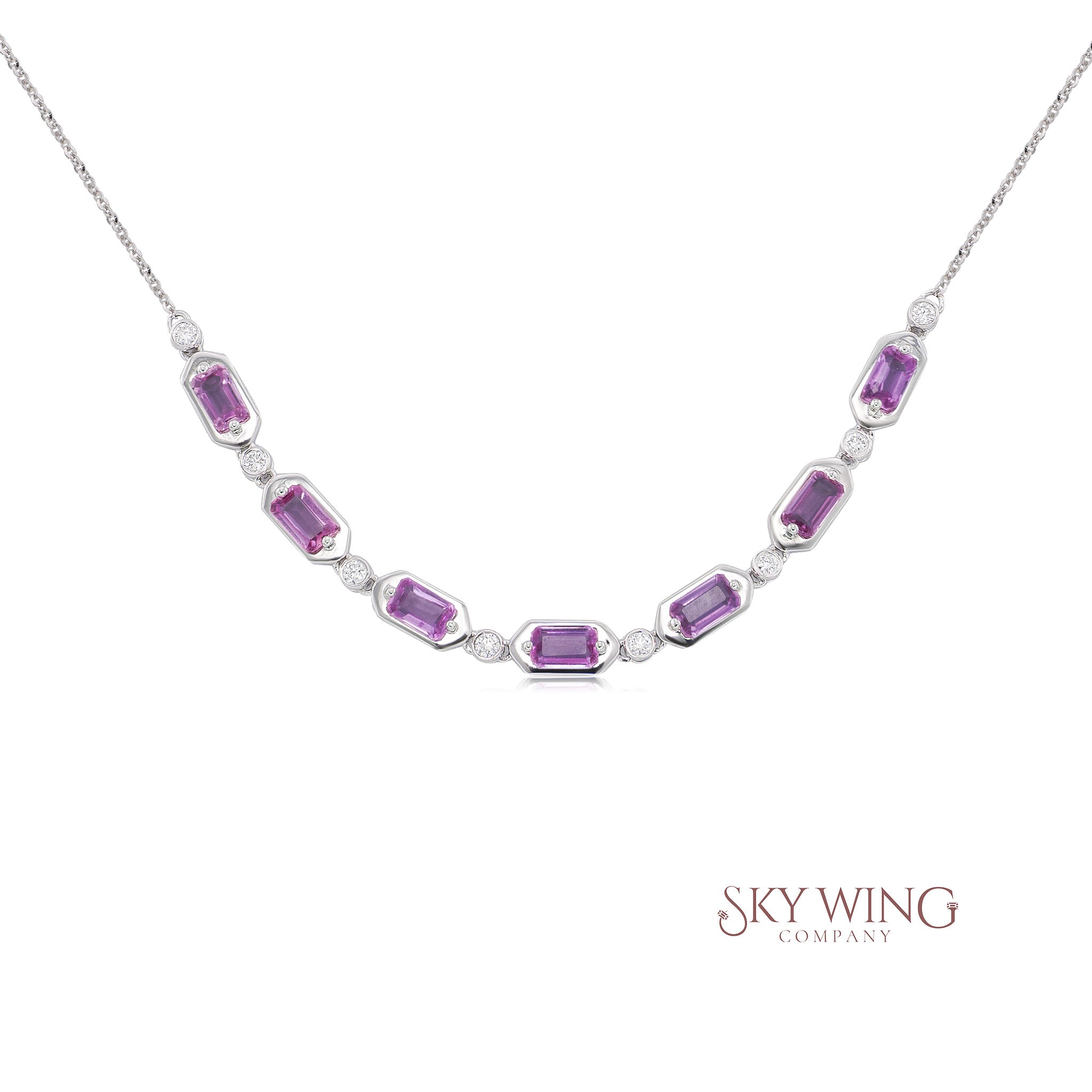 DIAMOND AND PINK SAPPHIRE STATEMENT NECKLACE