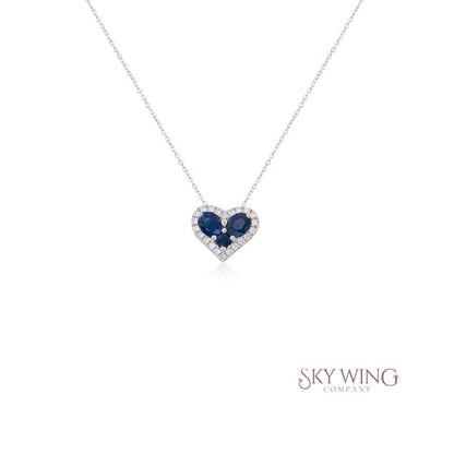 BLUE SAPPHIRE &amp; DIAMOND HEART SHAPED PENDANT