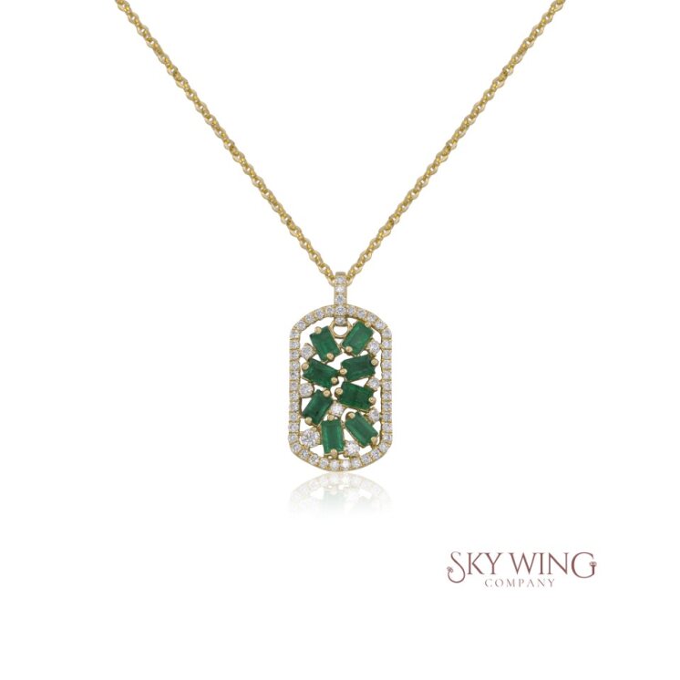 EMERALD AND DIAMOND SCATTERED NECKLACE