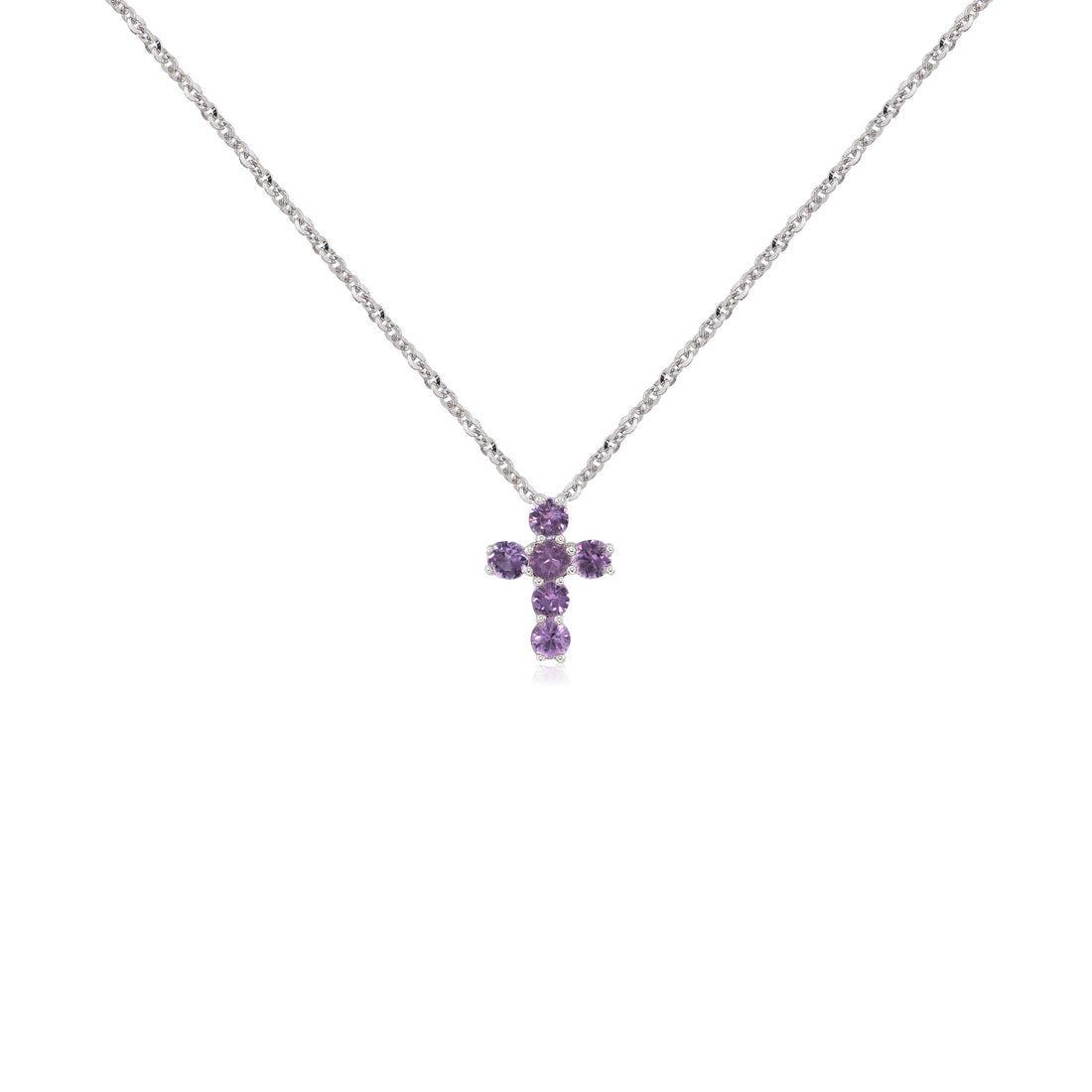 PINK SAPPHIRE CROSS NECKLACE