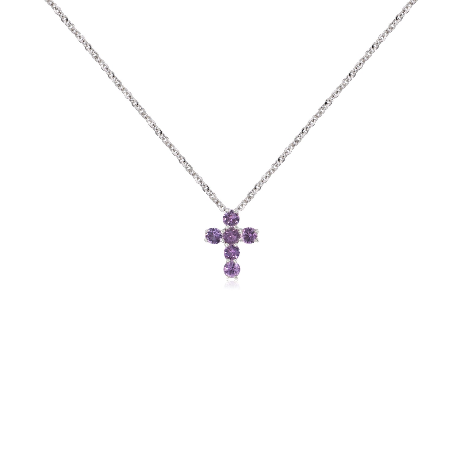 PINK SAPPHIRE CROSS NECKLACE