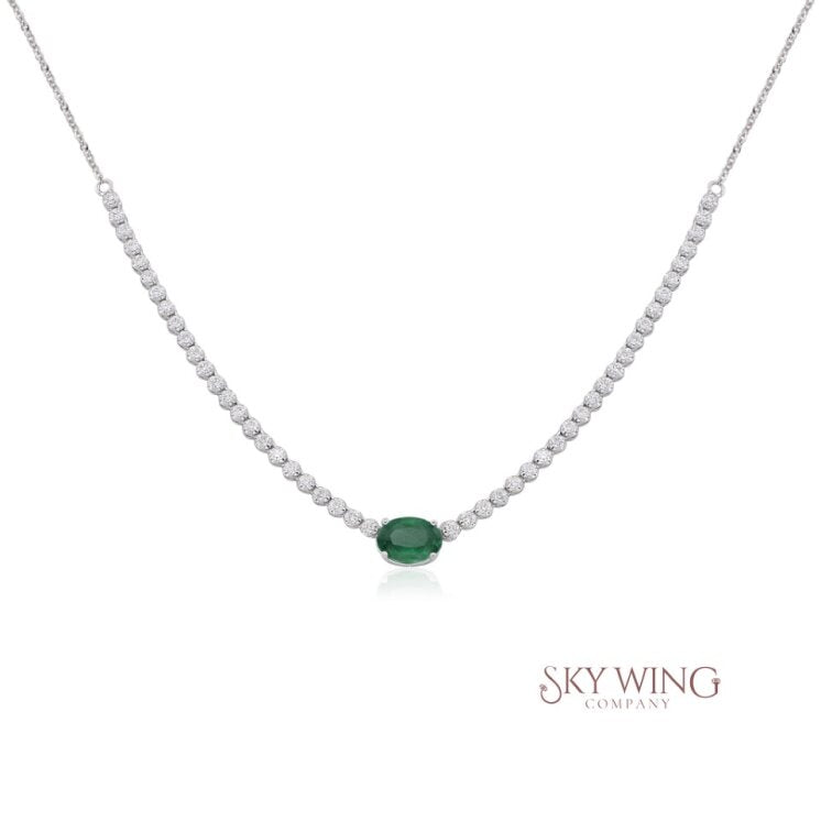 EMERALD AND DIAMOND TENNIS NECKLACE