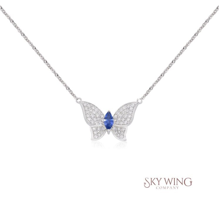 DIAMOND AND BLUE SAPPHIRE BUTTERFLY NECKLACE