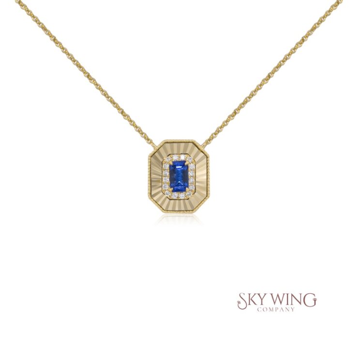 DIAMOND AND BLUE SAPPHIRE OCTOGAN PEDANT