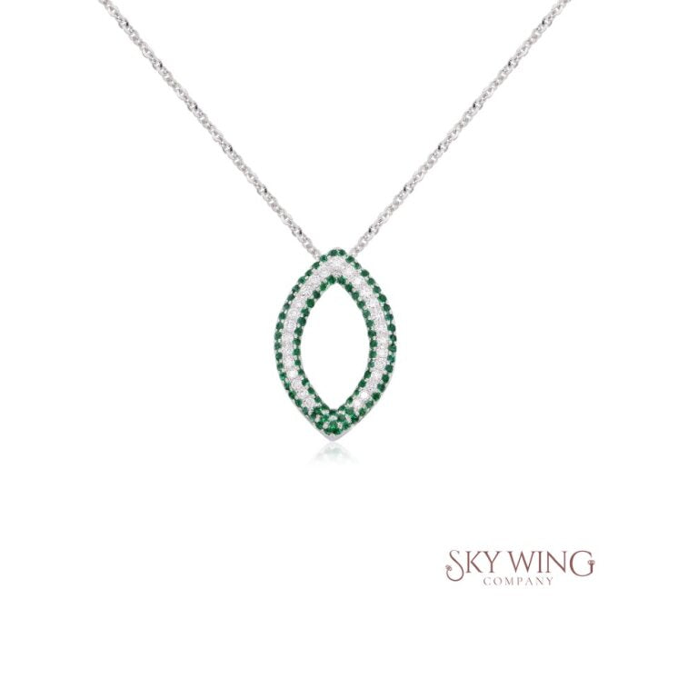 EMERALD AND DIAMOND LEAF SHAPED NECKLACE
