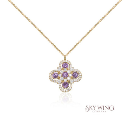 DIAMOND AND PINK SAPPHIRE FLOWER NECKLACE