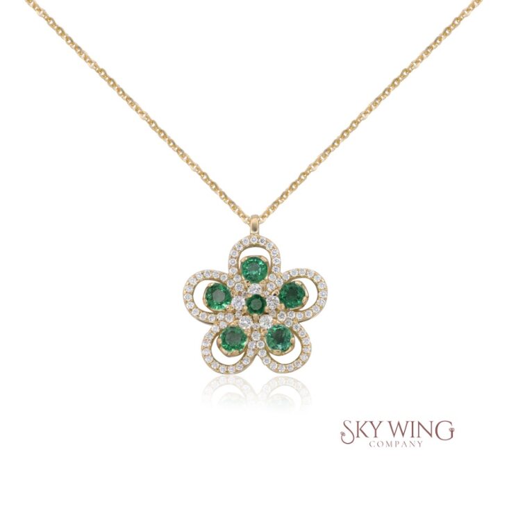 DIAMOND AND PINK SAPPHIRE FLOWER NECKLACE