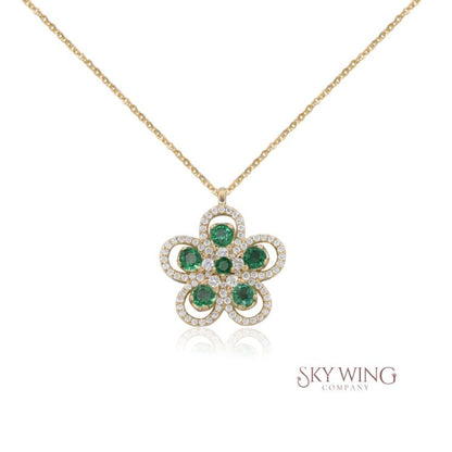 DIAMOND AND PINK SAPPHIRE FLOWER NECKLACE