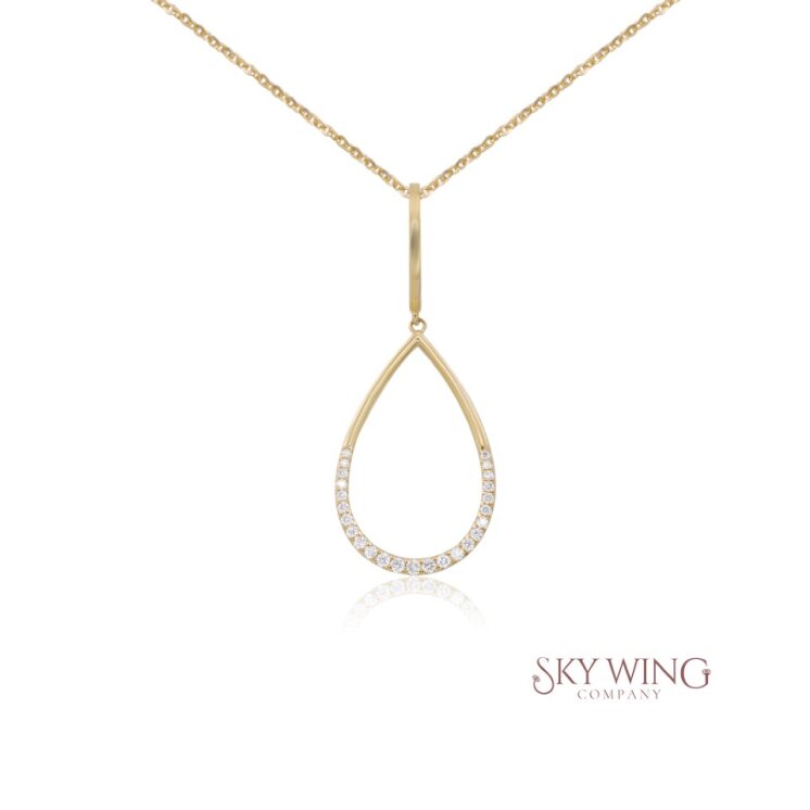 ROUND DROPLET DIAMOND PENDANT NECKLACE