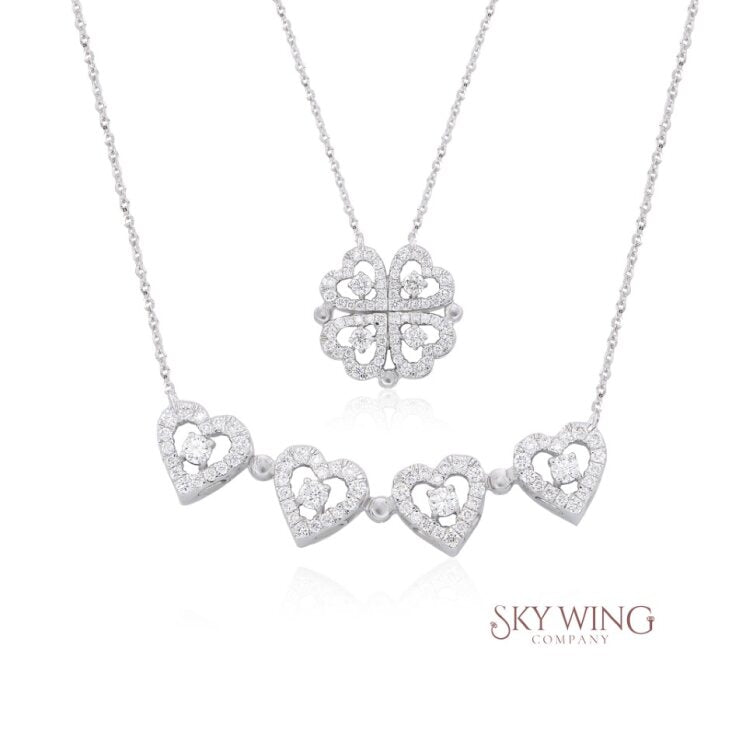 MAGNETIZED 4 HEART CLOVER NECKLACE