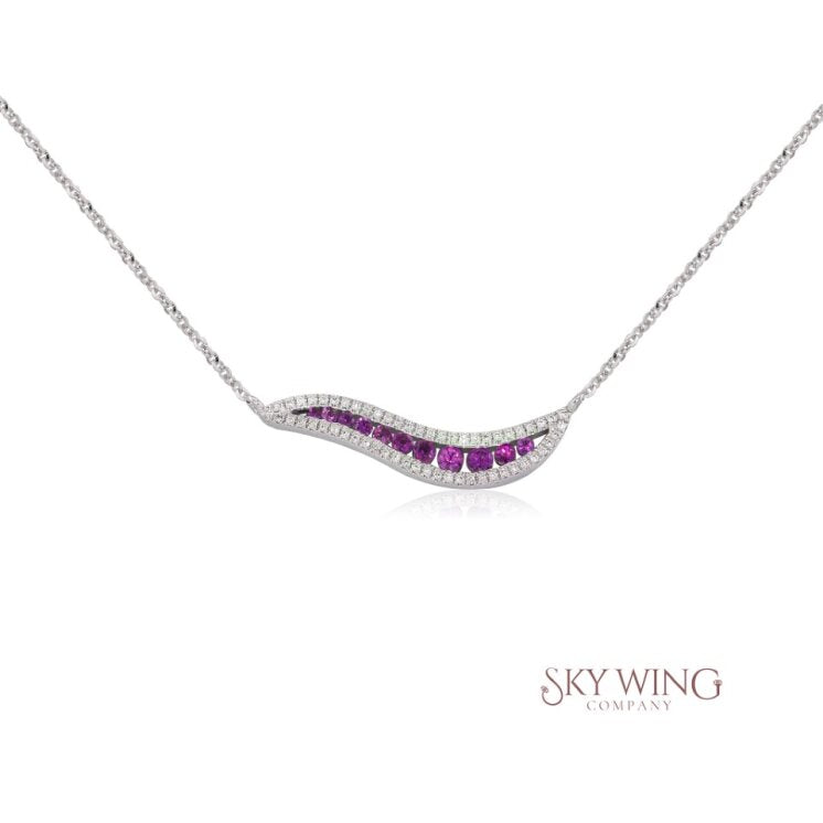 PINK SAPPHIRE AND DIAMOND ROUND WAVE NECKLACE