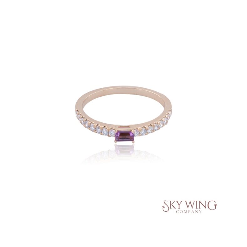 PINK SAPPHIRE AND ROUND DIAMOND RING