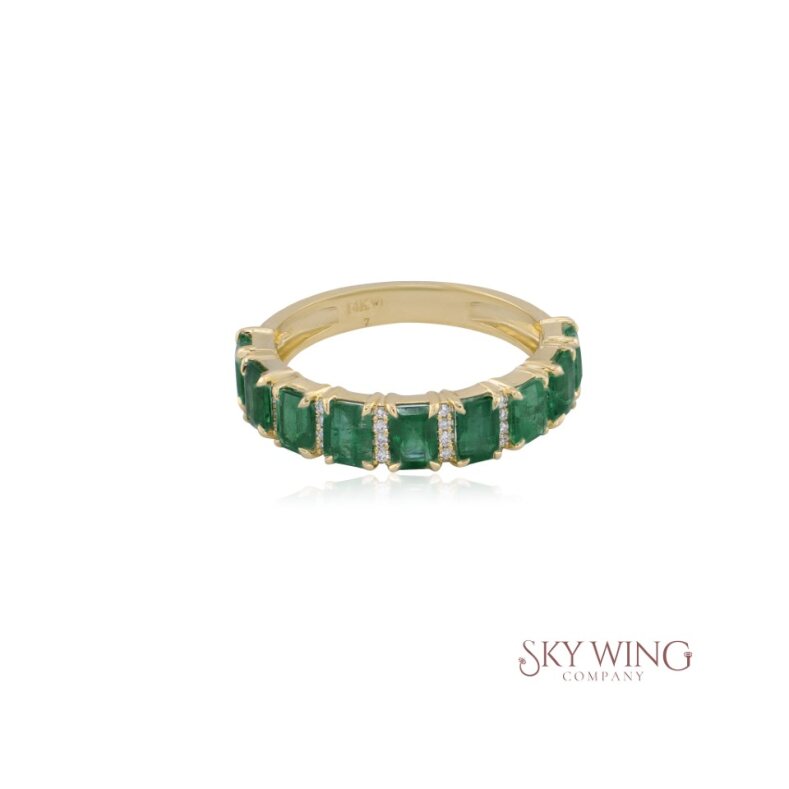 EMERALD AND DIAMOND FULL ETERNITY BAND