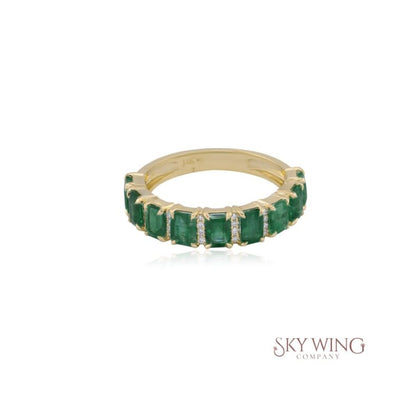 EMERALD AND DIAMOND FULL ETERNITY BAND