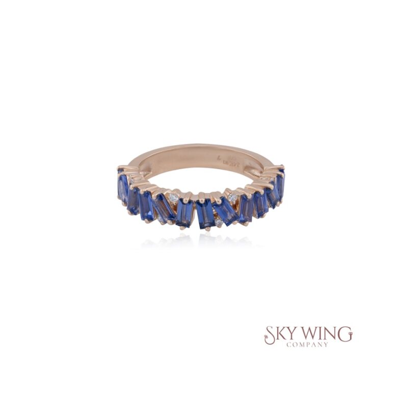 DIAMOND AND EMERALD HALF ETERNITY BAGUETTE RING