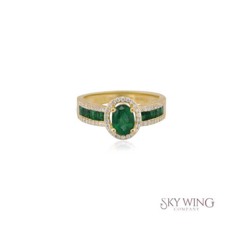 EMERALD AND DIAMOND STATEMENT RING