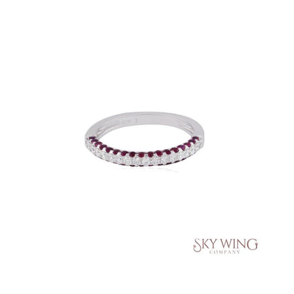 HALF ETERNITY DIAMOND AND RUBY RING