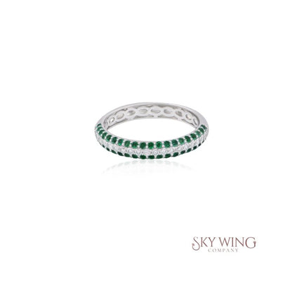 HALF ETERNITY DIAMOND AND RUBY RING