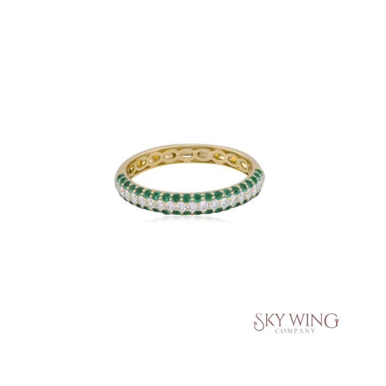 HALF ETERNITY DIAMOND AND RUBY RING