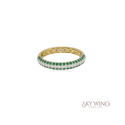 HALF ETERNITY DIAMOND AND RUBY RING