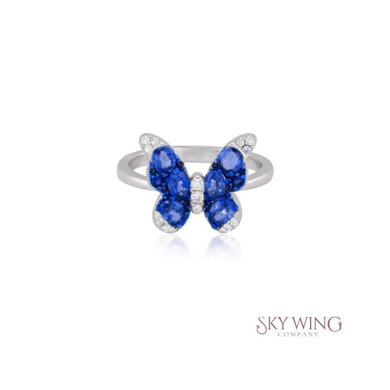 PURPLE SAPPHIRE AND DIAMOND BUTTERFLY RING