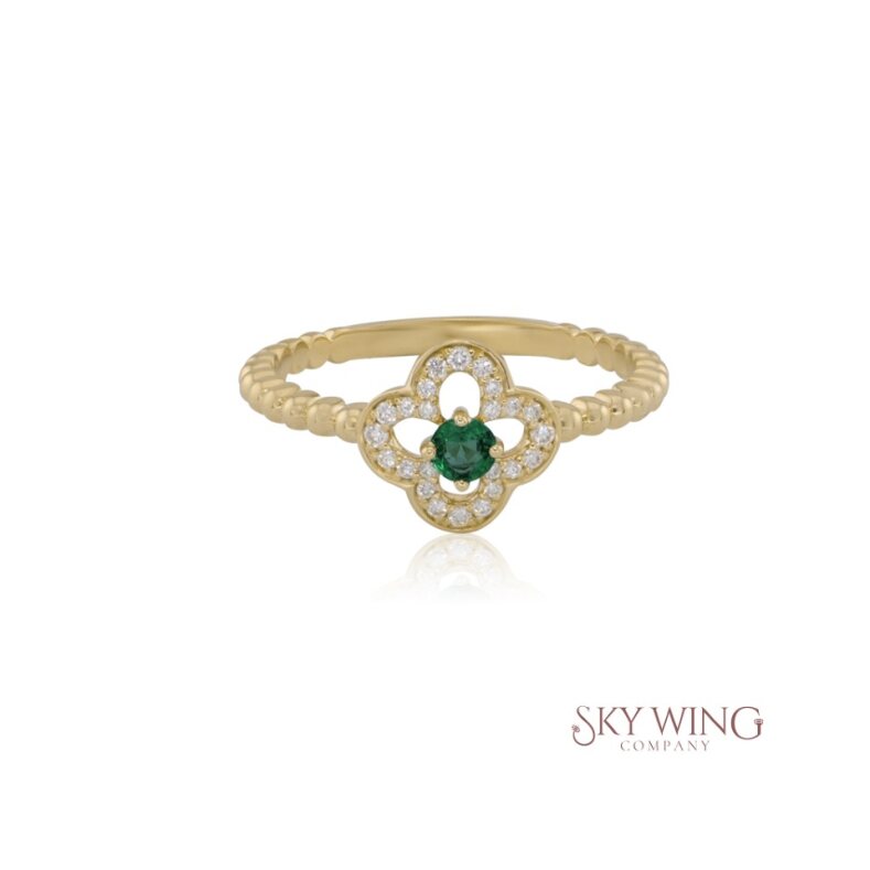 DIAMOND AND BLUE SAPPHIRE FLOWER RING