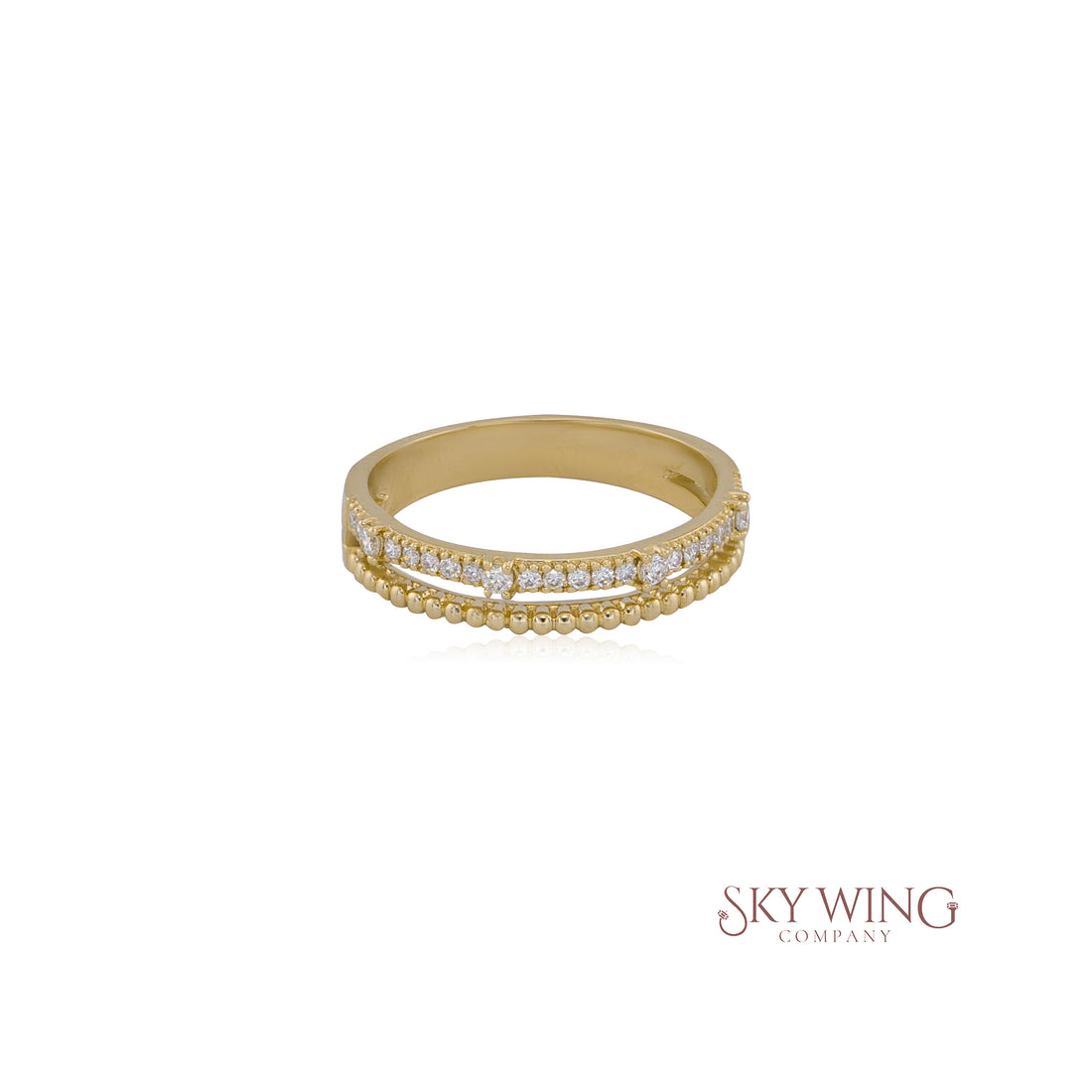 DIAMOND AND BEADS BAND RING