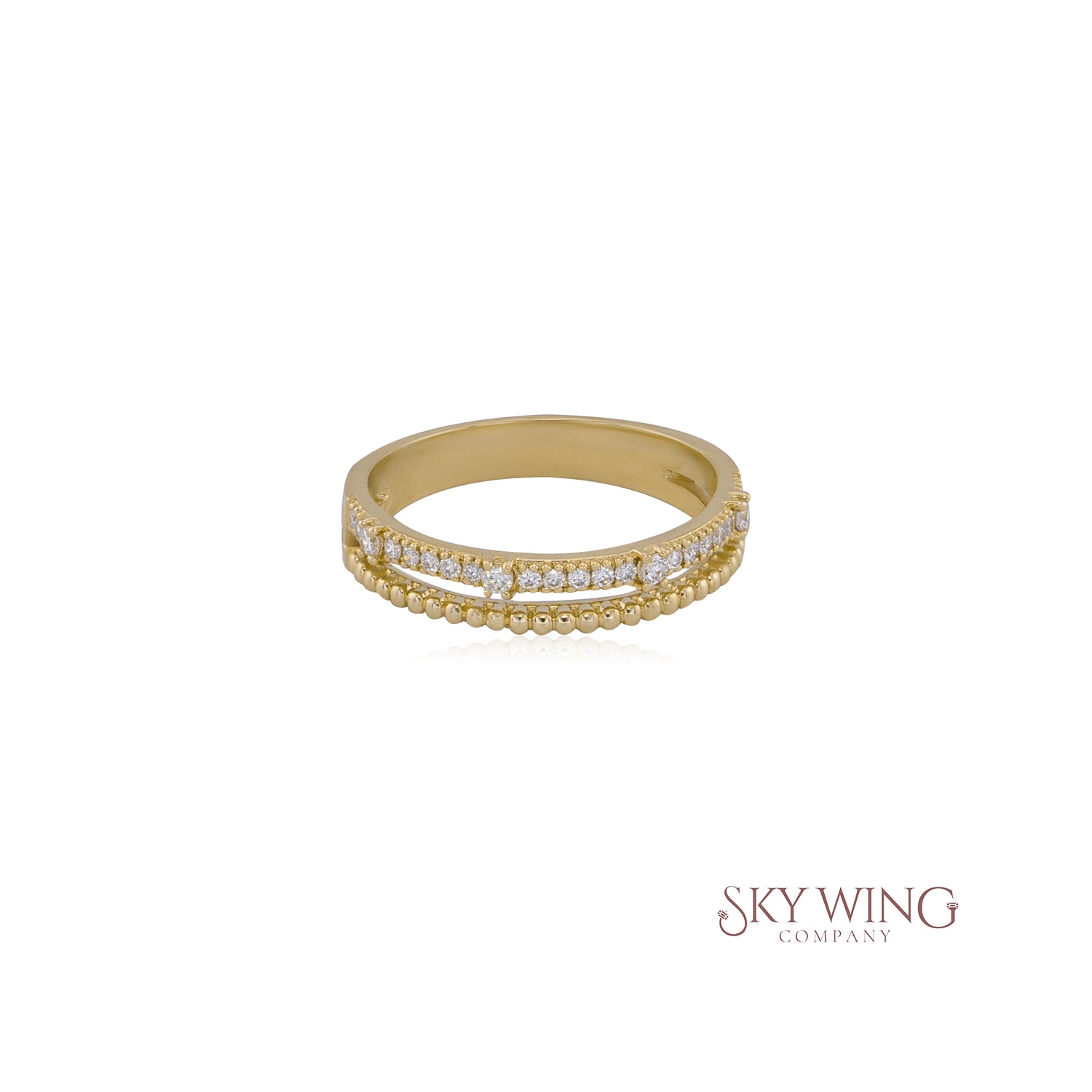 DIAMOND AND BEADS BAND RING