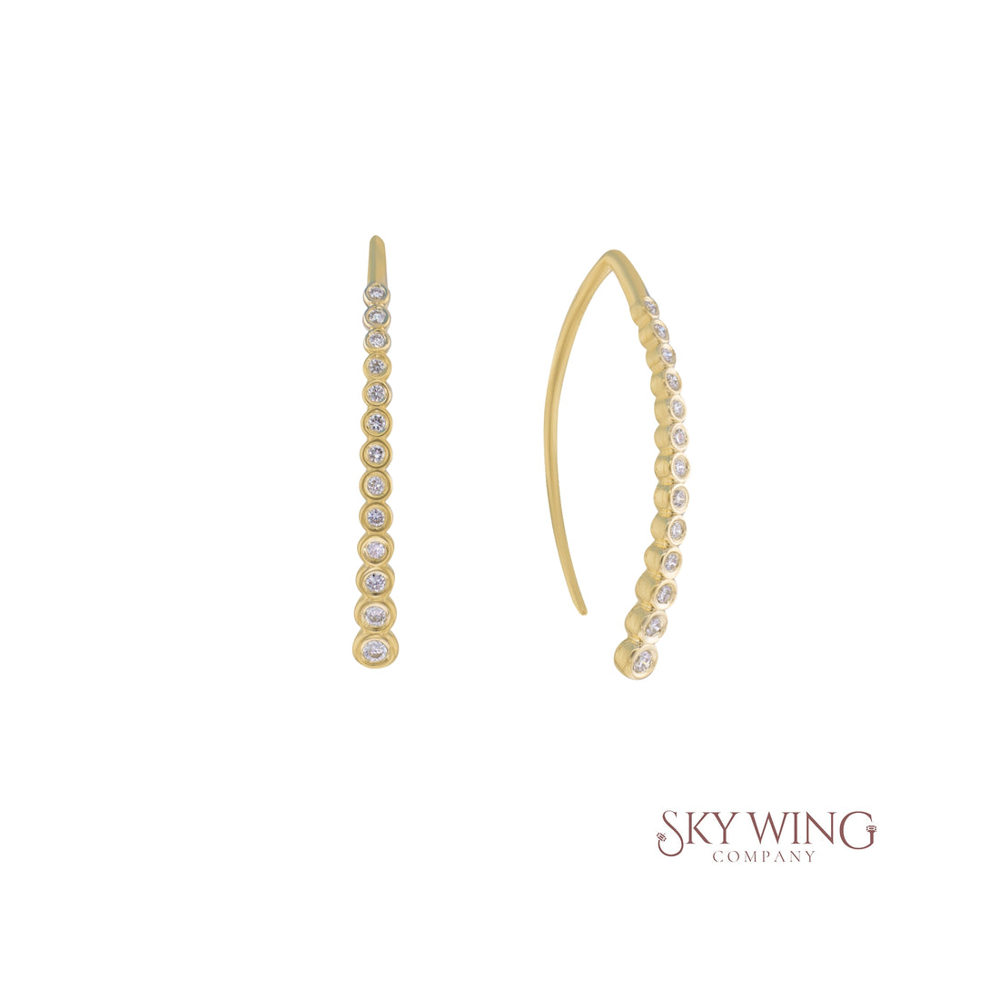 ROUND DIAMOND BEZEL SET THREADER EARRING