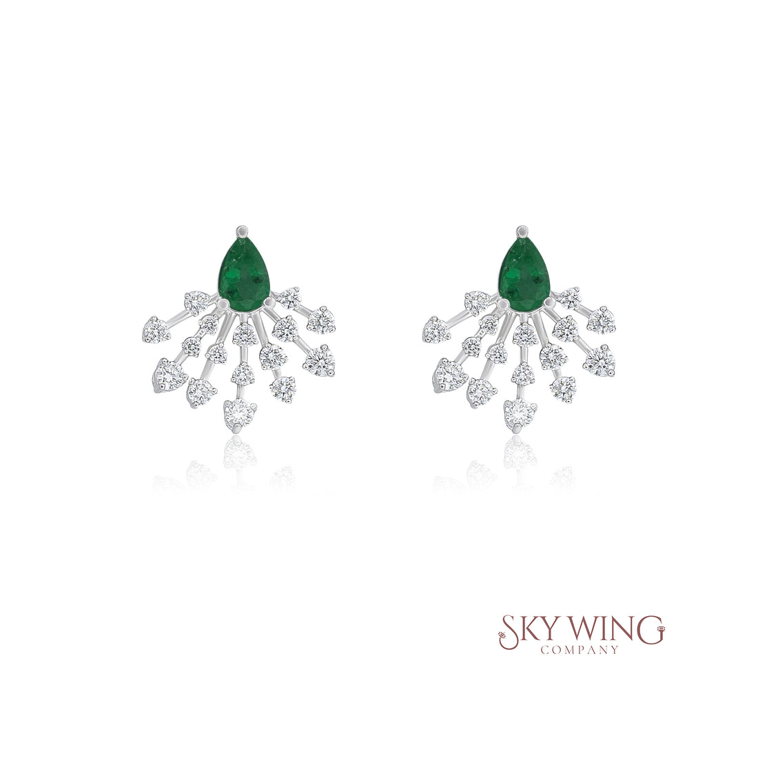 DIAMOND AND EMERALD STARBURST EARRING