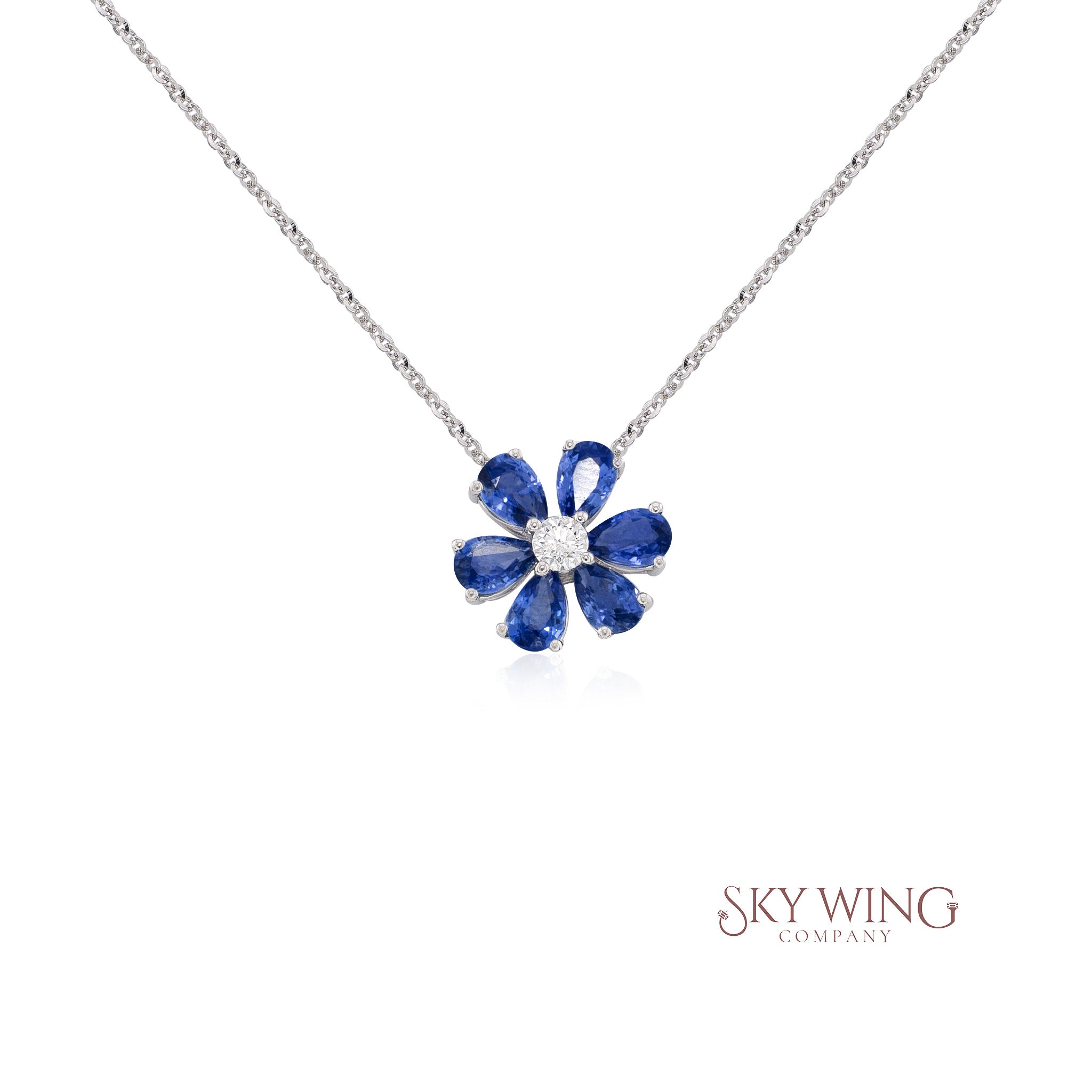 DIA &amp; RUBY FLOWER PENDANT