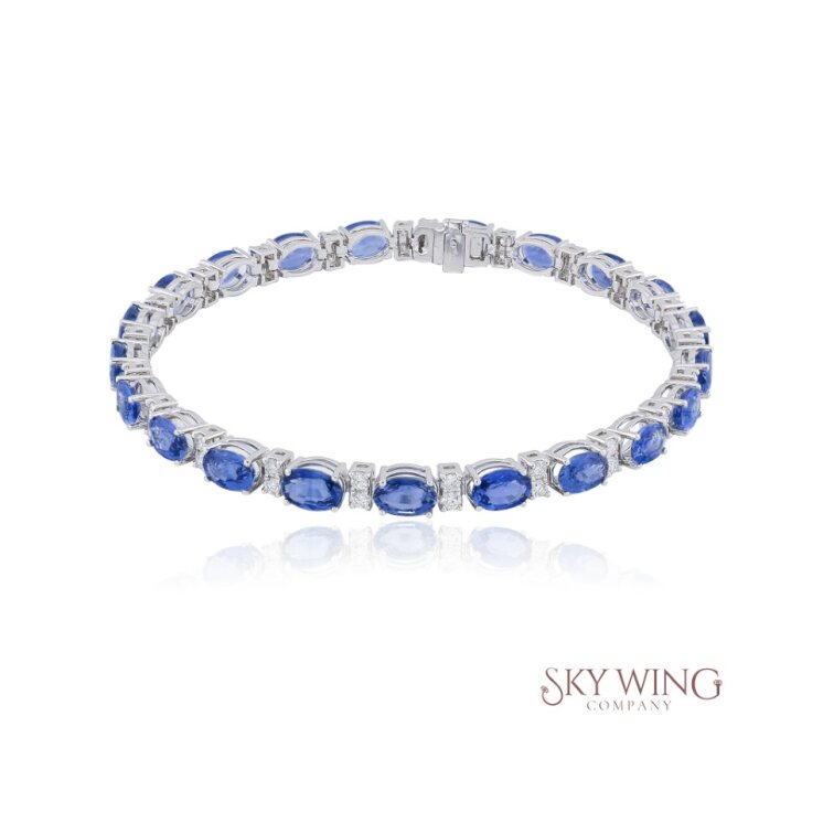 BLUE SAPPHIRE AND DIAMOND TENNIS BRACELET