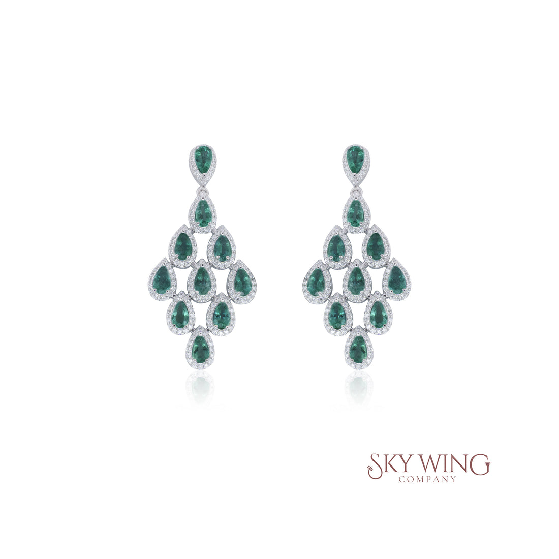 EMERALD AND DIAMOND CHANDELIER EARRINGS