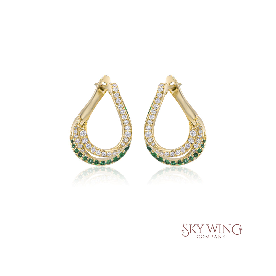EMERALD AND DIAMOND TEARDROP WRAPAROUND EARRING