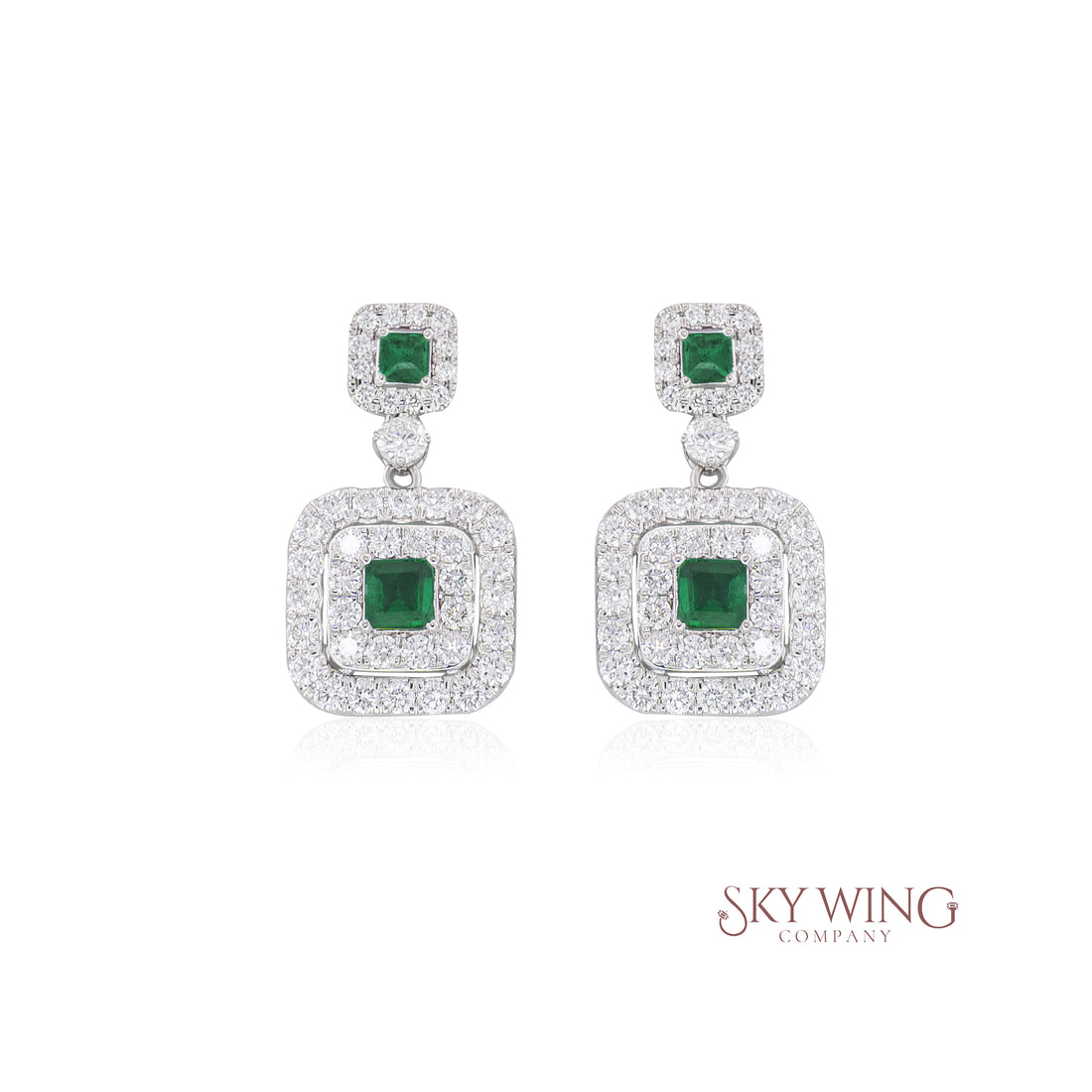 EMERALD AND DIAMOND STATEMENT EARRING