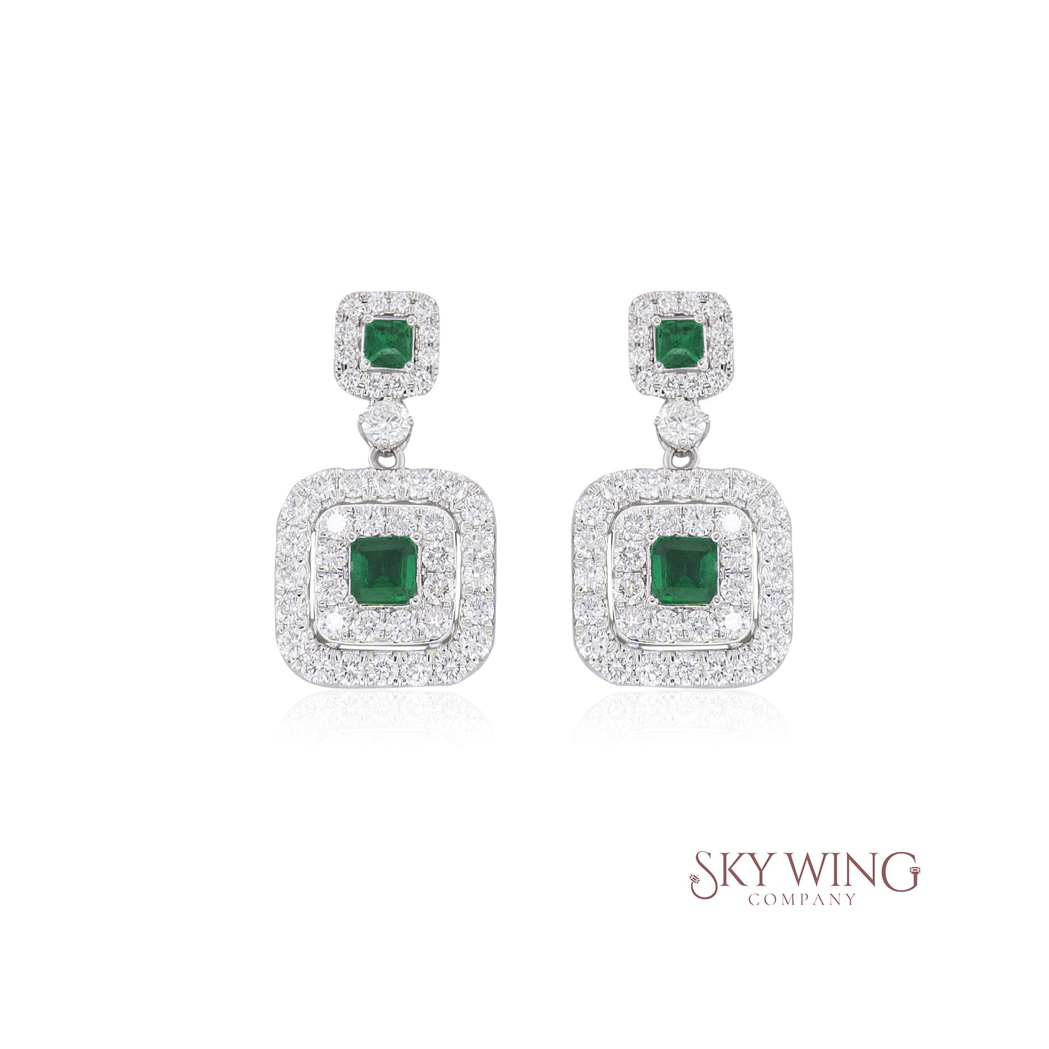 EMERALD AND DIAMOND STATEMENT EARRING
