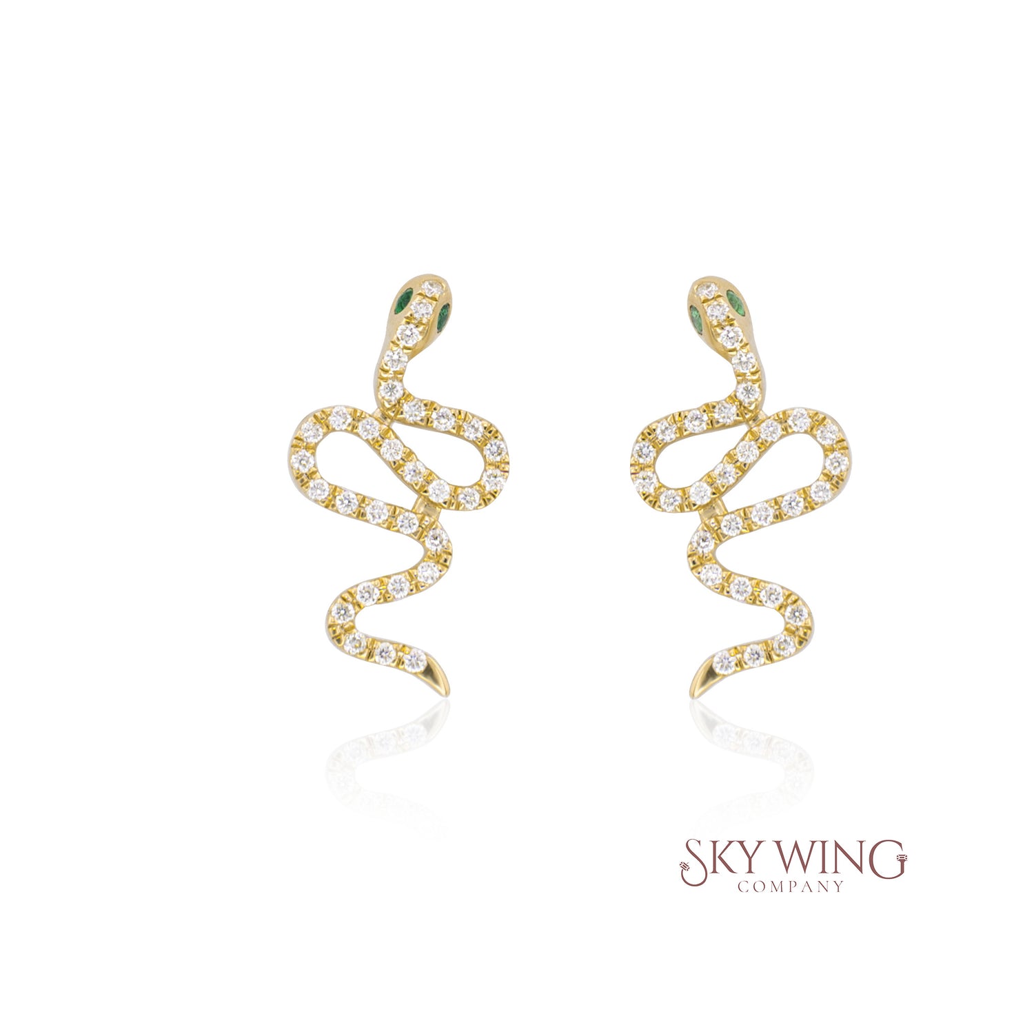 EMERALD AND DIAMOND SNAKE EARRING