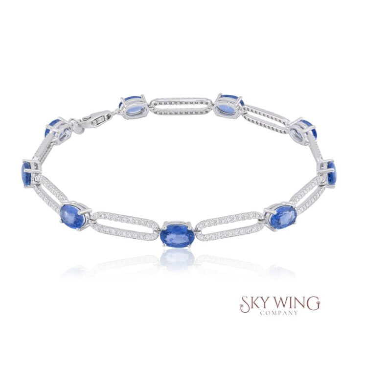BLUE SAPPHIRE AND DIAMOND TENNIS BRACELET