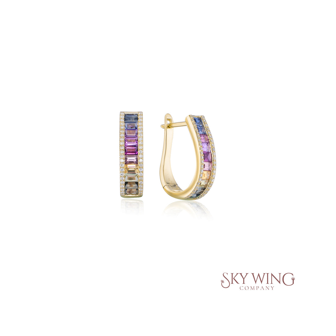 MULTI SAPPHIRE AND DIAMOND CURVED HOOPS