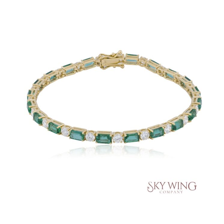 EMERALD AND DIAMOND TENNIS BRACELET