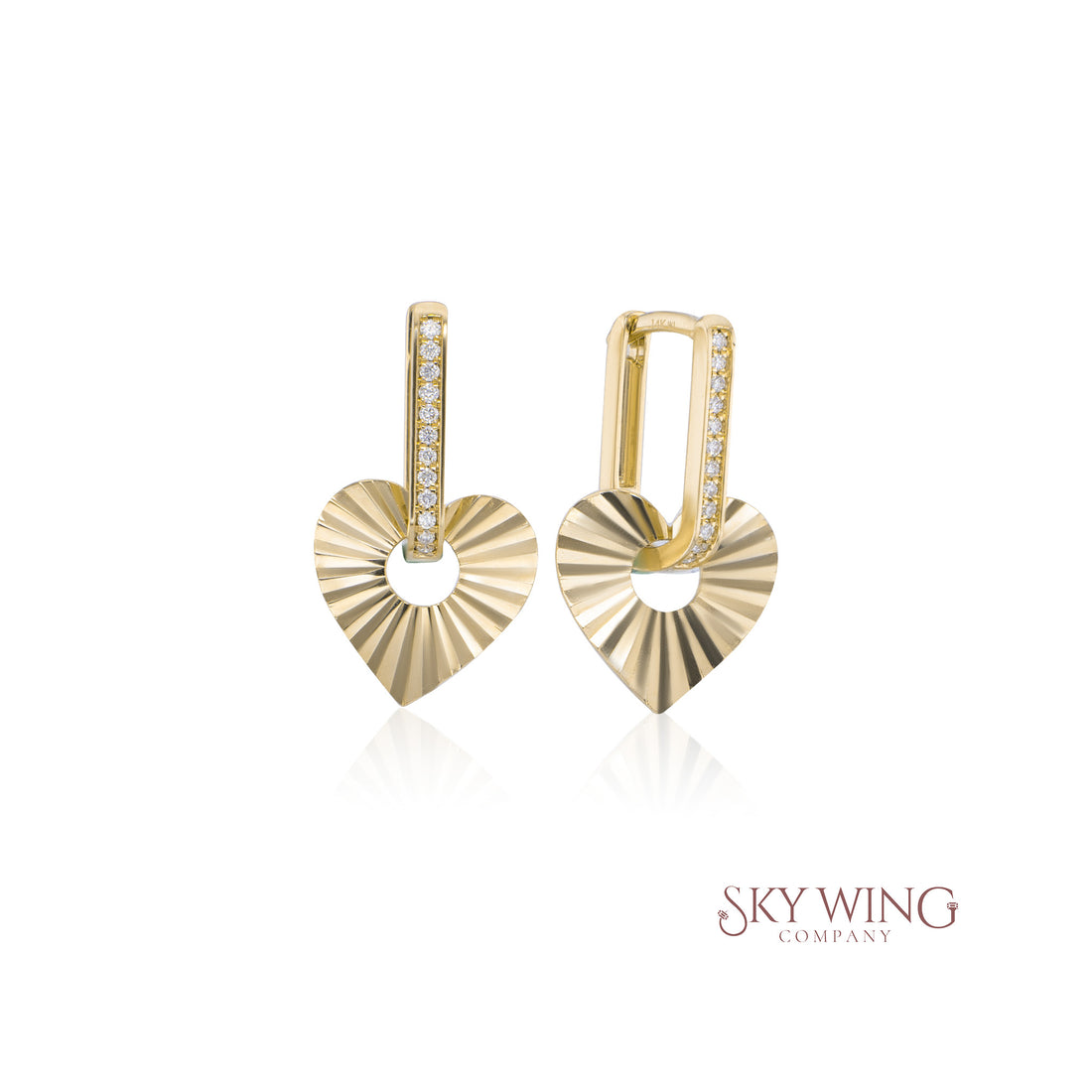 FRILLED HEART DIAMOND 2 IN 1 DROP EARRING