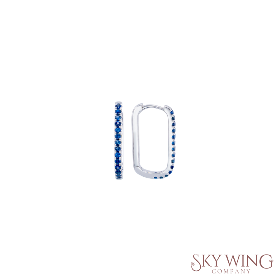 BLUE SAPPHIRE RECTANGLE HOOPS