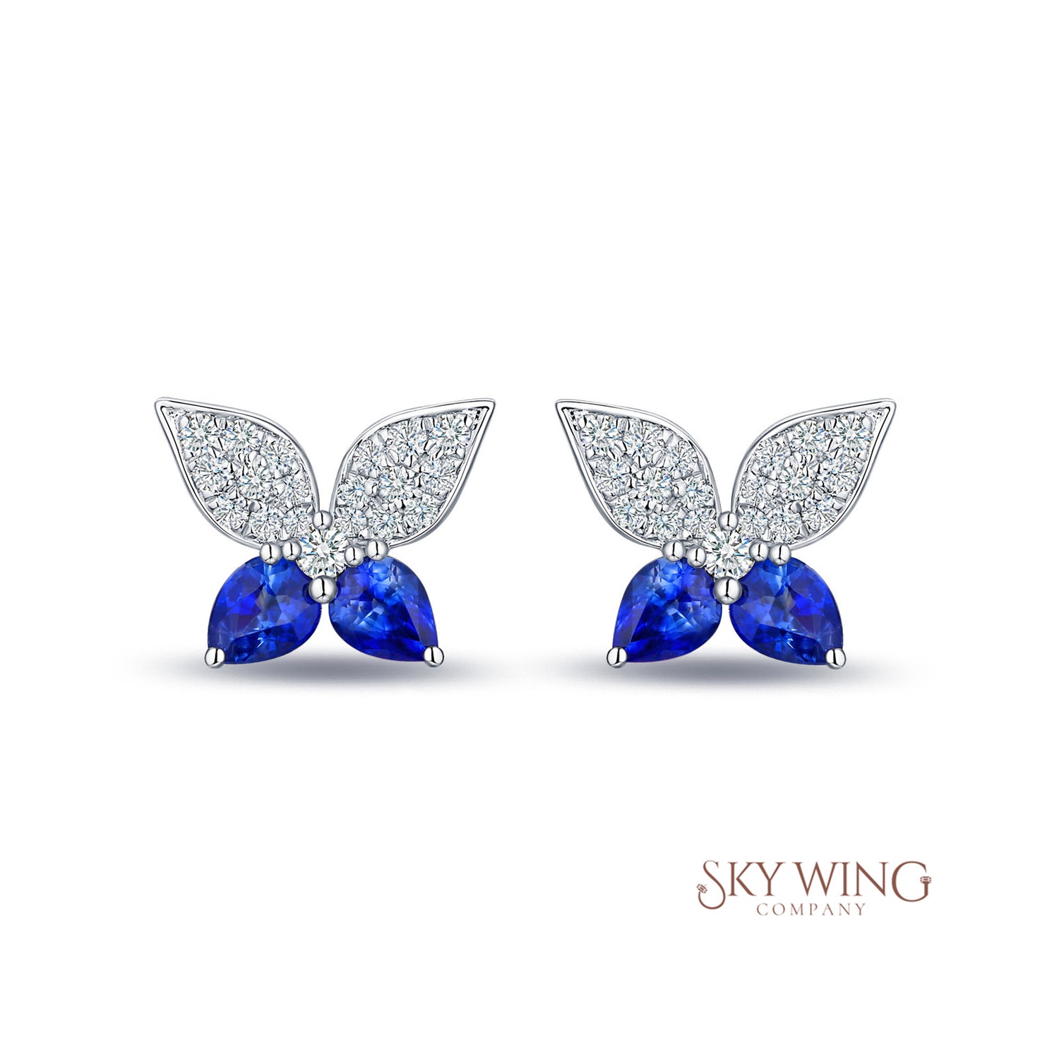 BLUE SAPPHIRE BUTTERFLY STUDD EARRINGS