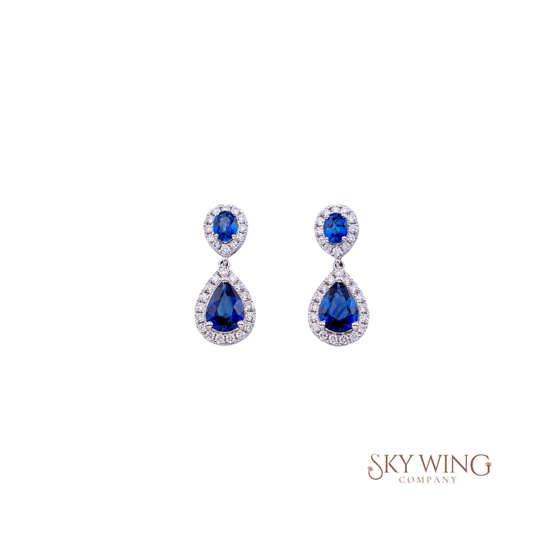 DIAMOND &amp; BLUE SAPPHIRE DROP DANGLER EARRING