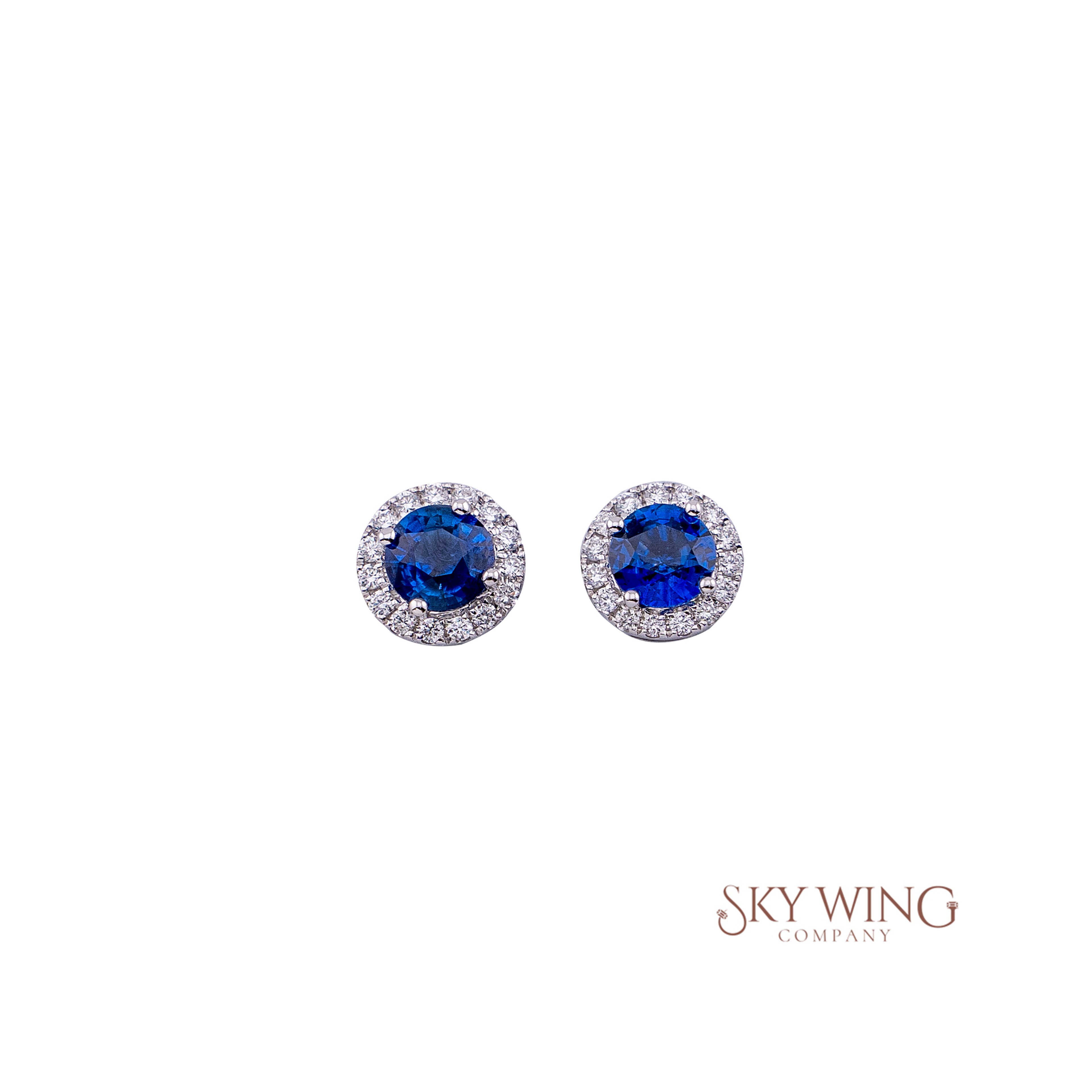 DIAMOND AND BLUE SAPPHIRE ROUND HOOPS