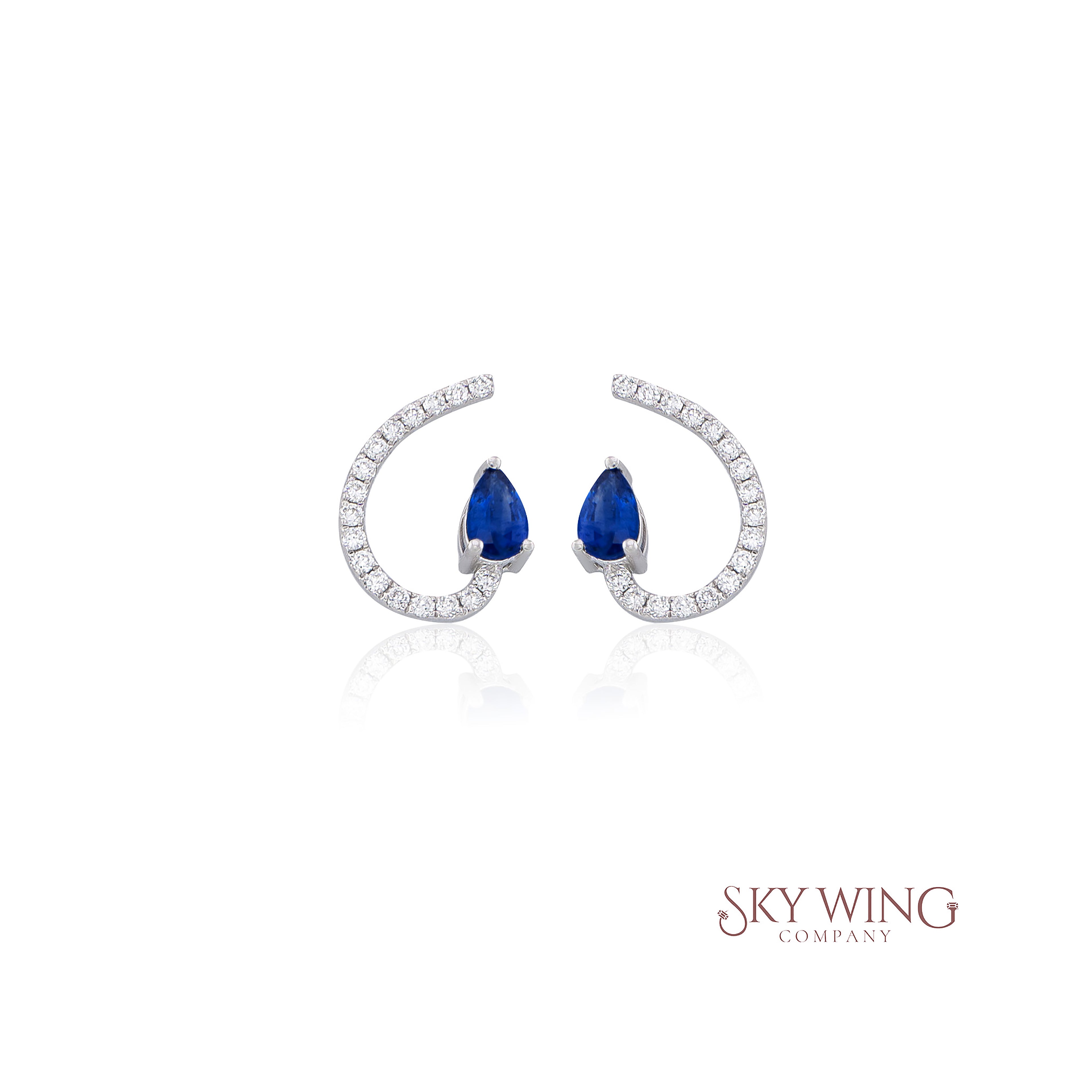 BLUE SAPPHIRE &amp; DIAMOND PEAR SHAPED EARRING