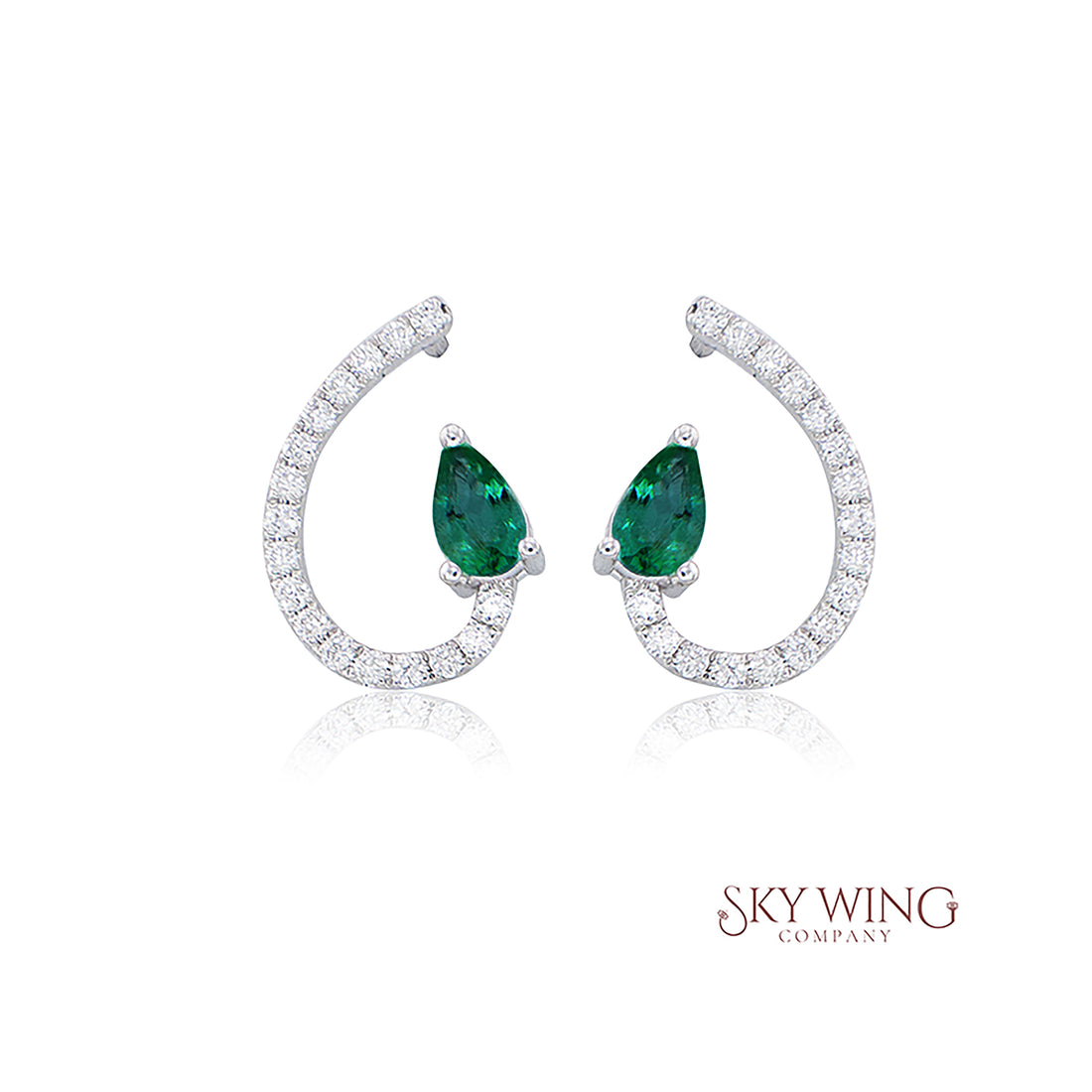 EMERALD &amp; DIAMOND PEAR SHAPED EARRING