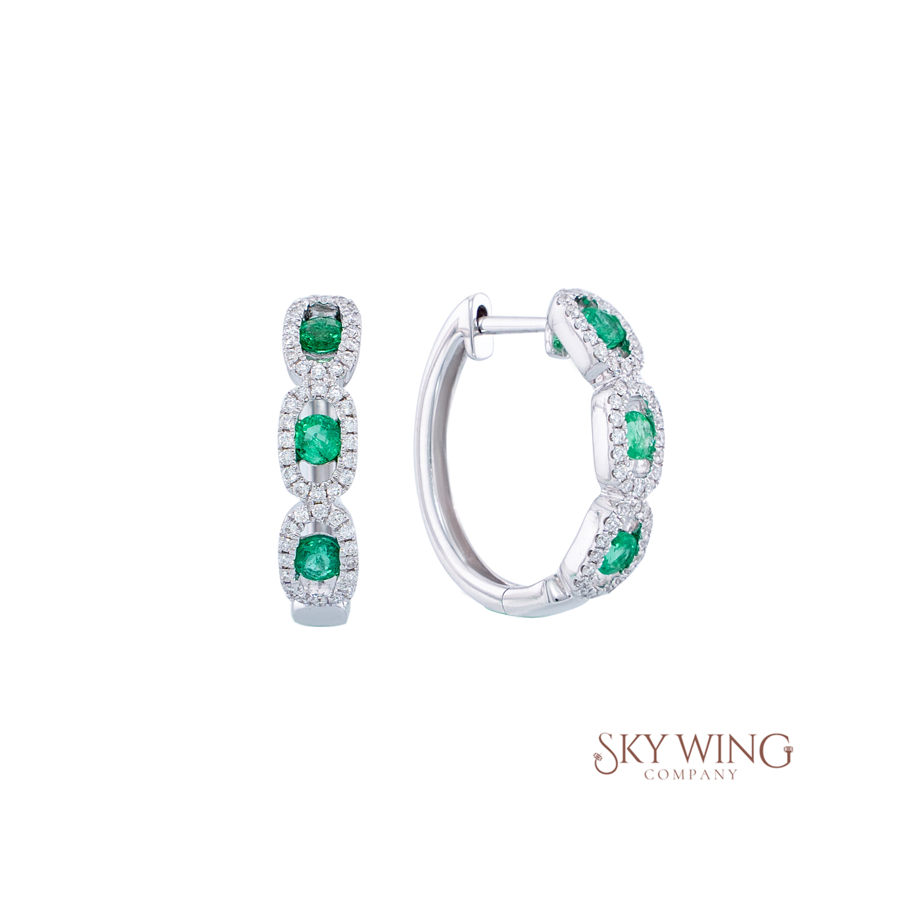 DIAMOND AND EMERALD OVAL SHAPE EARRING