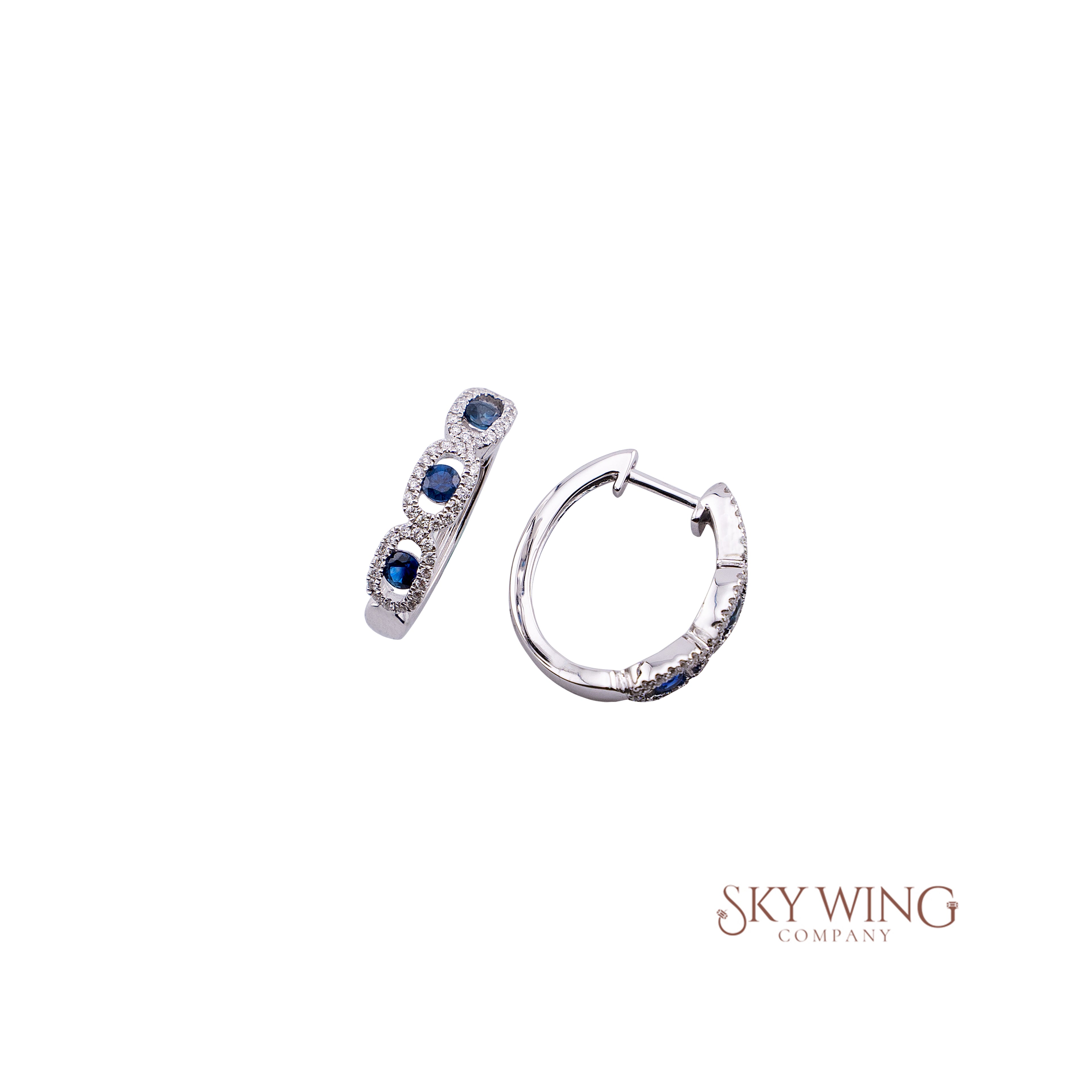 DIAMOND AND BLUE SAPPHIRE OVAL SHAPE EARRING