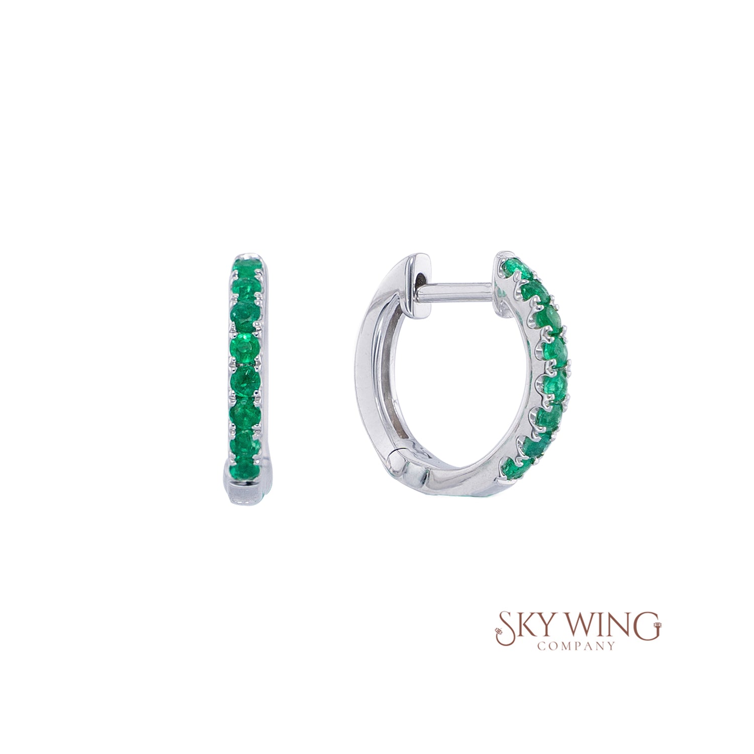 EMERALD ROUND SHAPE HUGGY EARRING